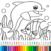 icono Delfines y peces: Libro de colorear